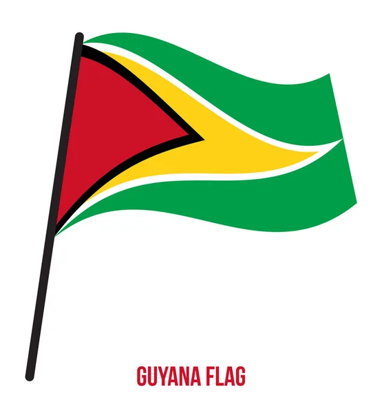 Bandeira da Guiana Acenando Ilustração vetorial em fundo branco. Bandeira Nacional da Guiana . — Vetor de Stock