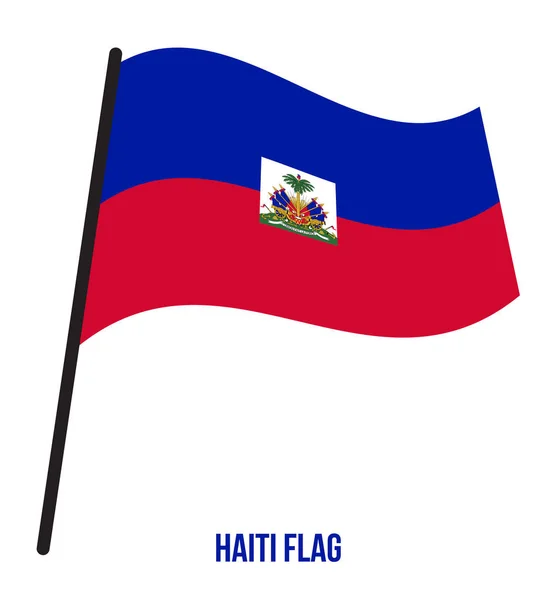 Bandeira do Haiti acenando ilustração vetorial em fundo branco. Bandeira nacional do Haiti . — Vetor de Stock