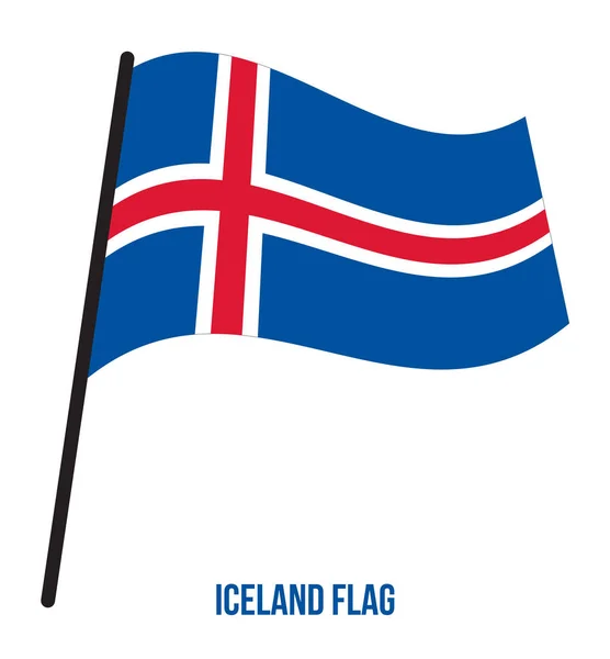 Islandia Bandera ondeando Vector Ilustración sobre fondo blanco. Bandera nacional de Islandia . — Archivo Imágenes Vectoriales