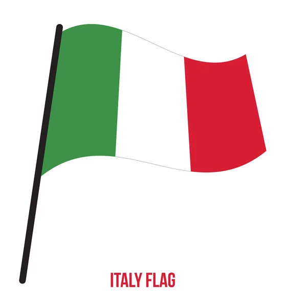 Beyaz Arka Plan üzerinde İtalya Bayrağı Sallayarak Vektör İllüstrasyon. İtalya Ulusal Bayrağı. — Stok Vektör