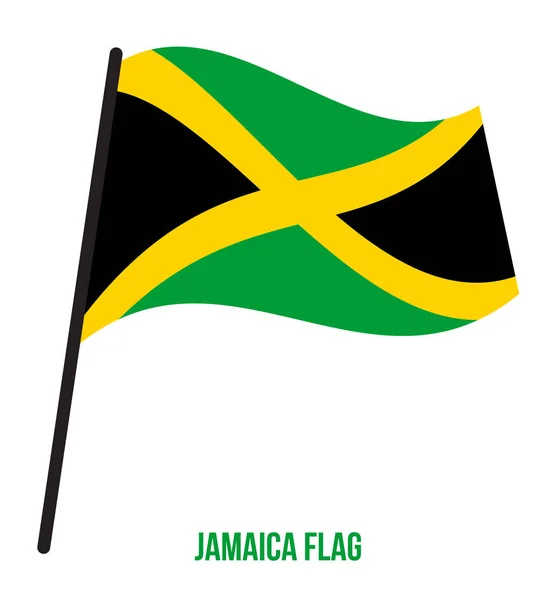 Jamaica Bandeira acenando ilustração vetorial em fundo branco. Bandeira nacional da Jamaica . —  Vetores de Stock