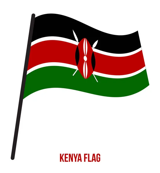 Kenya Flag Waving Vector Illustration on White Background. Kenya National Flag. — Stock Vector