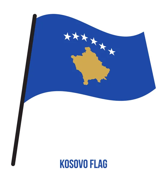 Kosovo Flag Waving Vector Illustration on White Background. Kosovo National Flag. — Stock Vector