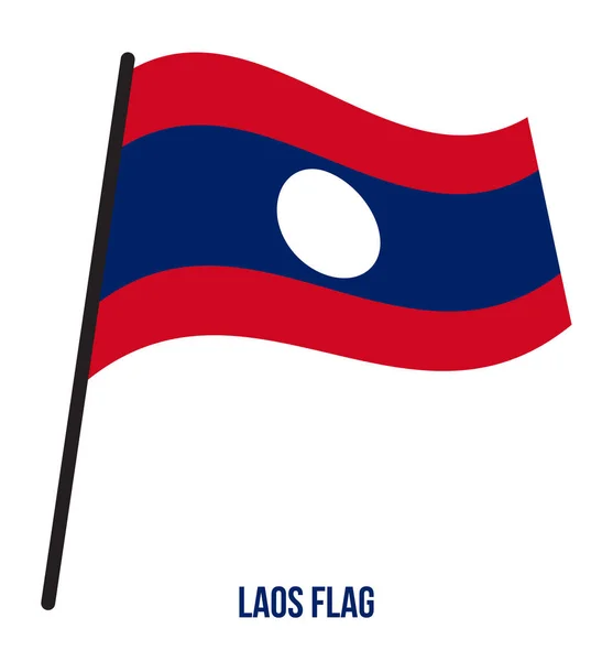 Laos Flag Waving Vector Illustrazione su sfondo bianco. Bandiera nazionale del Laos . — Vettoriale Stock