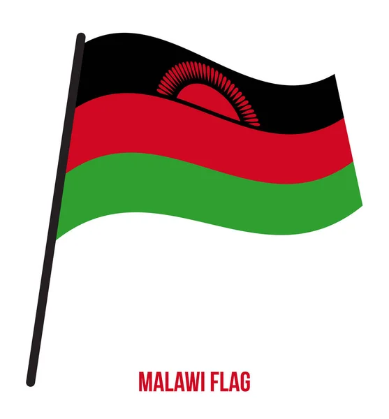 Malawi Flag Waving Vector Illustration on White Background. Bandera Nacional de Malawi . — Vector de stock