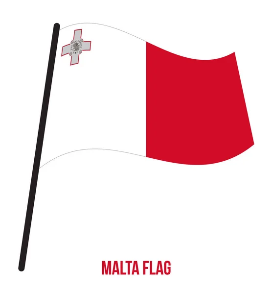 Malta Flag Waving Vector Illustration on White Background. Malta National Flag. — Stock Vector