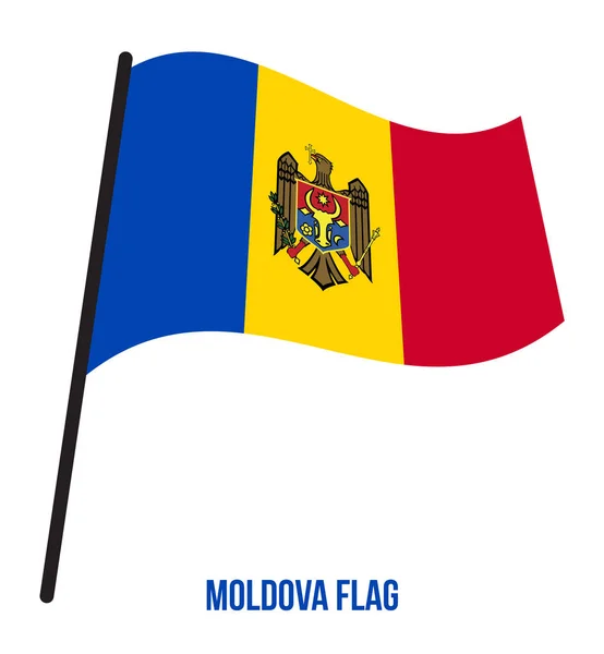 白い背景にモルドバフラグ振るベクトルイラスト。モルドバの国旗. — ストックベクタ
