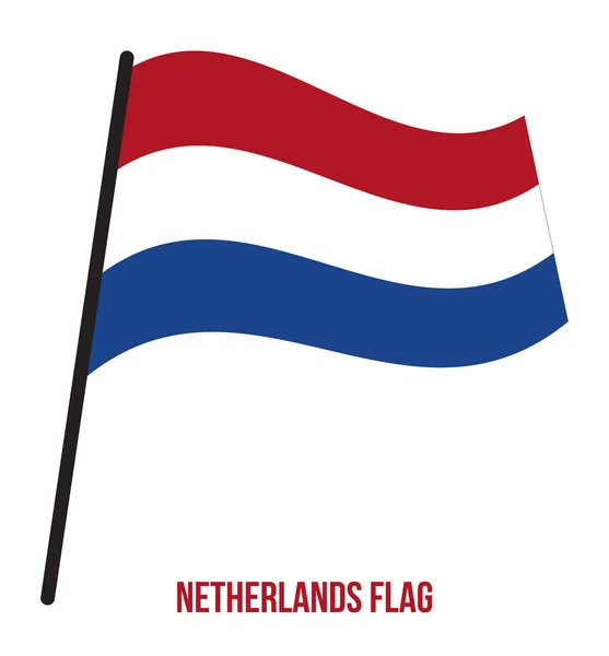 Bandera de Holanda ondeando Vector Illustration on White Background. Bandera Nacional de Países Bajos . — Archivo Imágenes Vectoriales