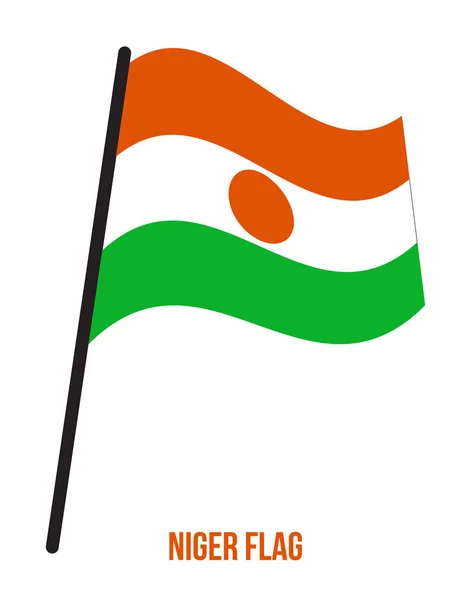 Vlnění vlajky v Nigeru ilustrace na bílém pozadí. Národní vlajka Nigeru. — Stockový vektor