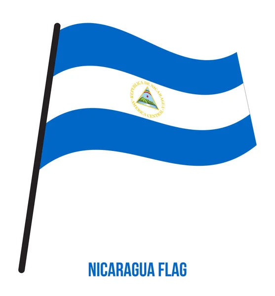 Nicaragua Flag Waving Vector Illustration on White Background. Nicaragua National Flag. — Stock Vector