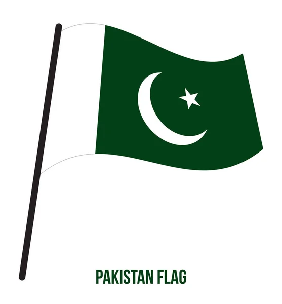 Bandera de Pakistán ondeando Vector Illustration on White Background. Bandera Nacional de Pakistán . — Vector de stock