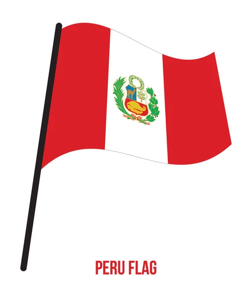 白色背景上的秘鲁国旗摇摆矢量插图。秘鲁国旗. — 图库矢量图片