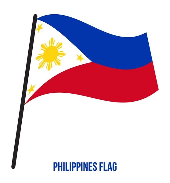 白色背景上的菲律宾国旗挥舞矢量插图。菲律宾国旗. — 图库矢量图片
