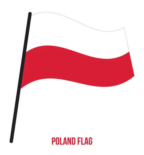 Polonia bandiera sventolando vettoriale illustrazione su sfondo bianco. Bandiera nazionale della Polonia . — Vettoriale Stock