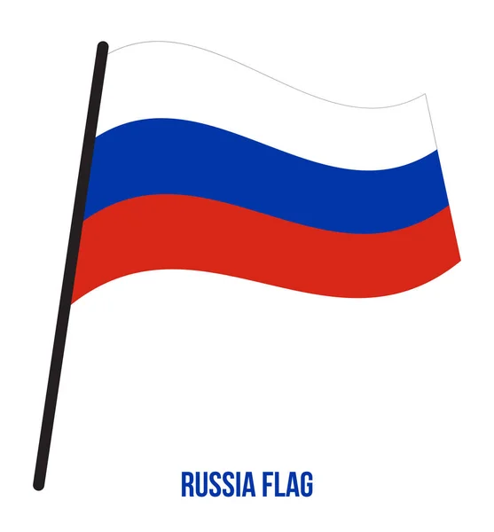 Rusia Bandera ondeando Vector Ilustración sobre fondo blanco. Bandera Nacional de Rusia . — Vector de stock