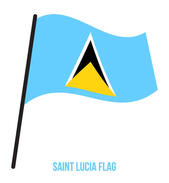 Saint Lucia flagga viftande vektor illustration på vit bakgrund. Saint Lucia nationella flaggan. — Stock vektor