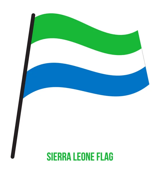 Η σημαία της Σιέρα Λεόνε απεικονίζεται στο λευκό φόντο. Εθνική σημαία Σιέρα Λεόνε. — Διανυσματικό Αρχείο