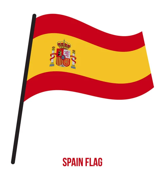 Espanha Bandeira acenando ilustração vetorial em fundo branco. Bandeira nacional da Espanha . — Vetor de Stock