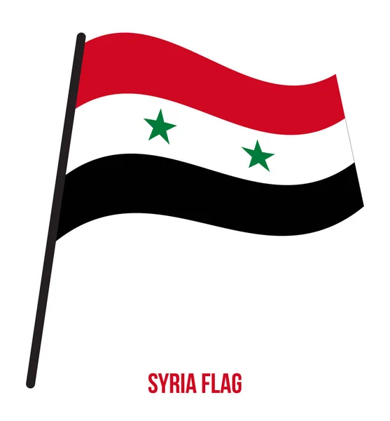 Siria Bandera ondeando Vector Ilustración sobre fondo blanco. Bandera Nacional de Siria . — Vector de stock