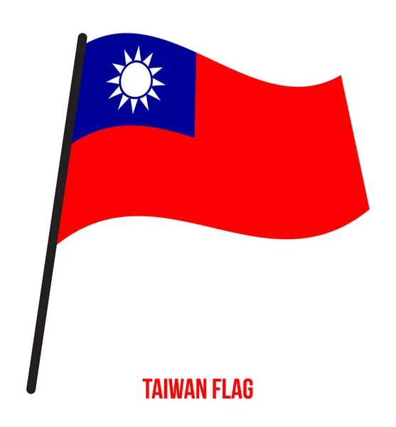 Taiwan Bandeira acenando ilustração vetorial em fundo branco. Bandeira nacional de Taiwan . — Vetor de Stock