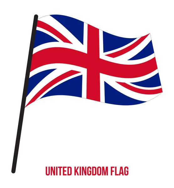 Beyaz Arka Plan üzerinde Birleşik Krallık Bayrak Sallayarak Vektör İllüstrasyon. Birleşik Krallık Ulusal Bayrağı. — Stok Vektör