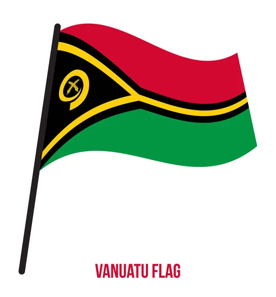 Vanuatu Bandeira acenando ilustração vetorial em fundo branco. Bandeira Nacional de Vanuatu . —  Vetores de Stock