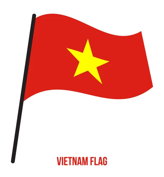 Vietnam Flag Waving Vector Illustration on White Background. Bandera Nacional de Vietnam . — Vector de stock