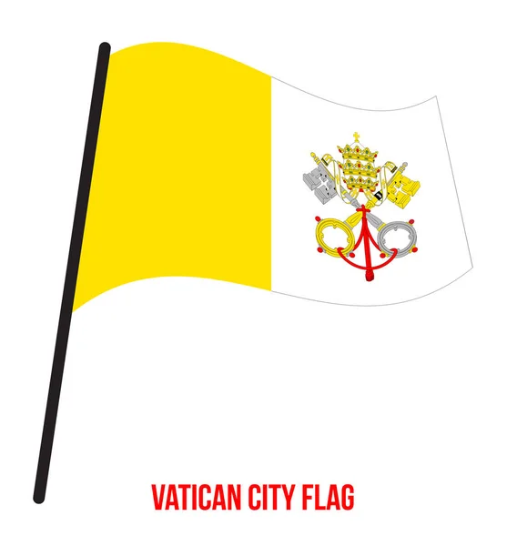 Beyaz Arka Plan üzerinde Vatikan Şehir Bayrağı Waving Vektör İllüstrasyon. Vatikan Ulusal Bayrağı. — Stok Vektör