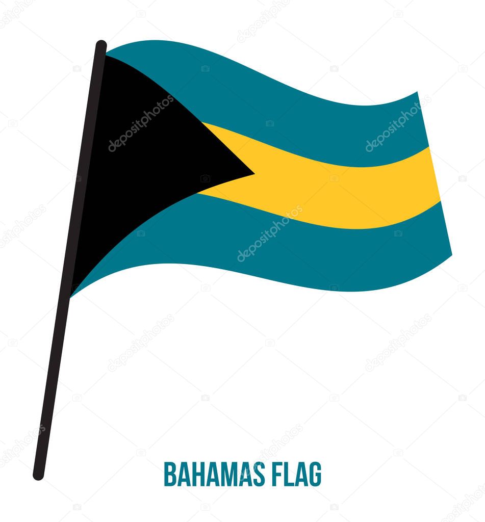 Bahamas Flag Waving Vector Illustration on White Background. Bahamas National Flag.
