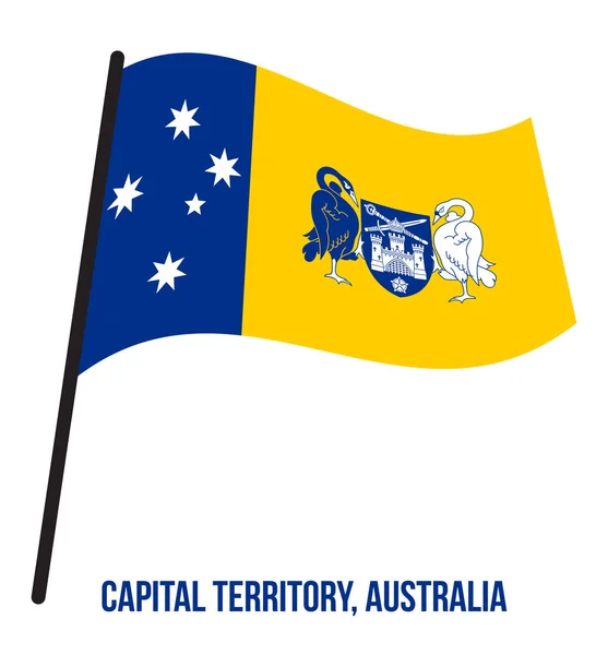 호주 수도 영토 (법) 흰색 배경에 흔들리는 깃발. 호주 영토 국기 — 스톡 벡터