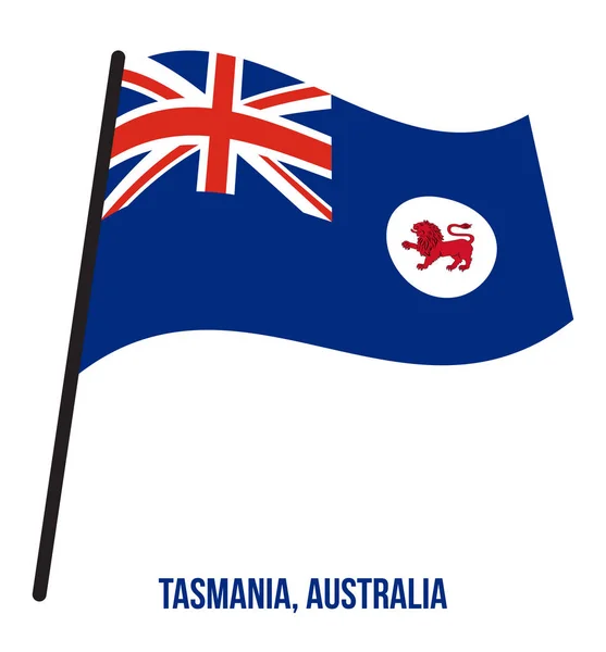 Tasmania (Tas) Flag Waving Vector Illustration on White Background. States Flag of Australia. — Stock Vector