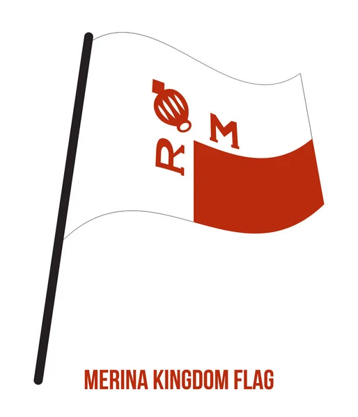 Merina Kingdom (1540-1897) flagga vifta vektor illustration på vit bakgrund. Kungariket imerina. — Stock vektor