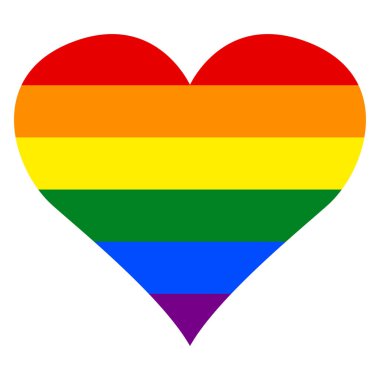 Lgbt (Lezbiyen Gay Biseksüel ve Transgender) Pride Flag Rainbow Heart Vektör İllüstrasyon.