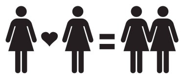 Kadınlar Kadınları sever = = Vektör İllüzyonunda Lezbiyen Çift Sevgisi. Homoseksüel İlişkiler.