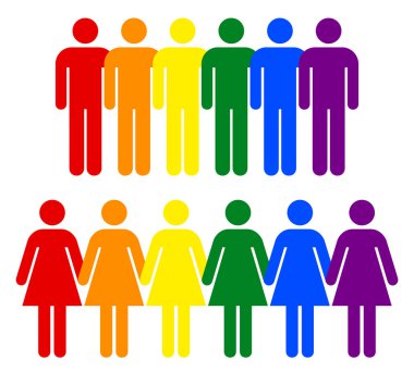 6 Erkek ve 6 Kadın Sembolü Lgbt Gökkuşağı Bayrağı Renk.