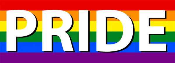 ΛΟΑΤ (λεσβιακό gay αμφιφυλόφιλος και τρανσέξουαλ) Καμάρι κείμενο λευκό χρώμα στη σημαία ουράνιο τόξο — Διανυσματικό Αρχείο