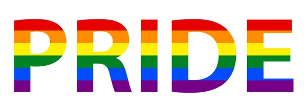 LGBT (lesbiennes gays bisexuels et transgenres) Texte de fierté dans le drapeau arc-en-ciel . — Image vectorielle
