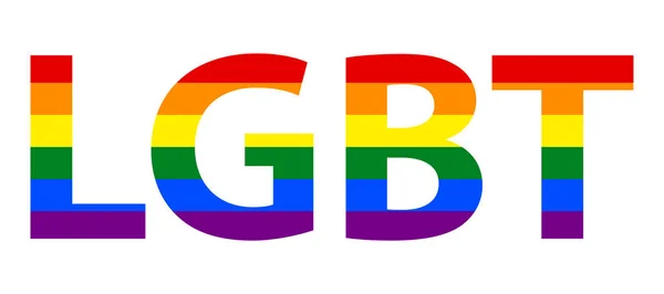 LGBT (lesbiennes gays bisexuels et transgenres) Texte dans le drapeau arc-en-ciel . — Image vectorielle