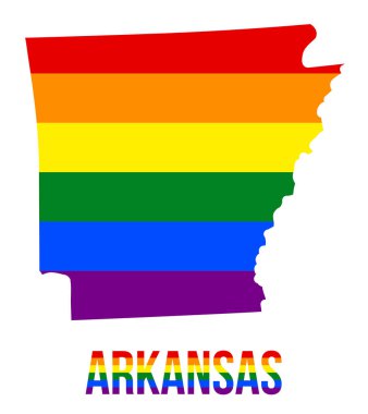 Lgbt Gökkuşağı Bayrağı Arkansas Devlet Haritası Arkansas Lgbt Metin ile Altı Stripes Oluşan