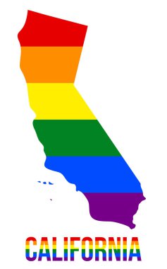 Lgbt Gökkuşağı Bayrağı California Eyalet Haritası California Lgbt Metin ile Altı Stripes Oluşan
