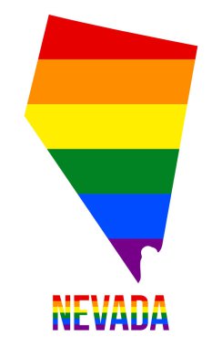 Nevada Devlet Haritası Lgbt Rainbow Flag Nevada Lgbt Metin ile Altı Stripes Oluşan