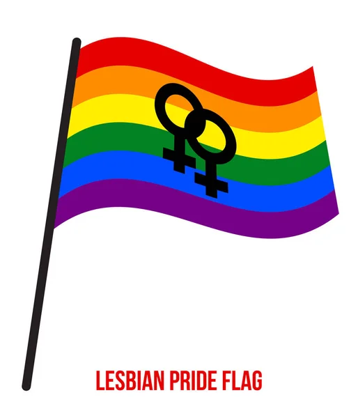 Illustration vectorielle d'agitation de drapeau de fierté lesbienne conçue avec le schéma de couleur de Raibow — Image vectorielle