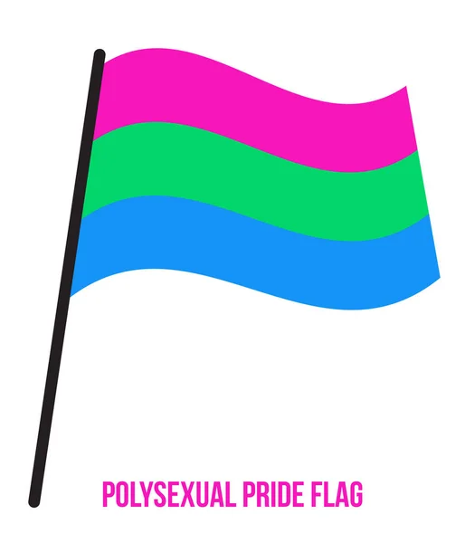 Illustration vectorielle d'agitation de drapeau de fierté polysexuelle conçue avec le schéma de couleur correct — Image vectorielle