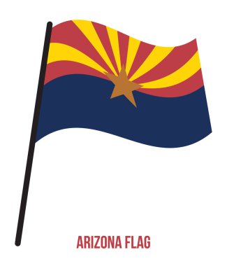 Arizona (ABD Eyaleti) Beyaz Arka Plan Üzerinde Bayrak Sallanan Vektör İllüstrasyon
