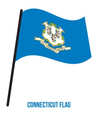 Connecticut (ABD Eyaleti) Beyaz Arka Plan Üzerinde Bayrak Sallayarak Vektör İllüstrasyon