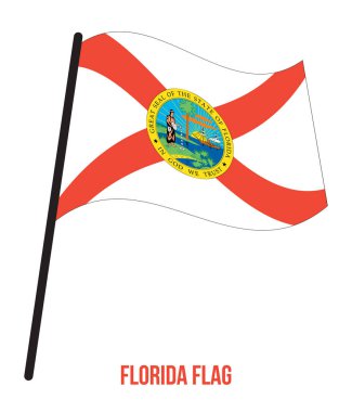 Florida (ABD Eyaleti) Bayrak Waving Vektör İllüstrasyon Beyaz Arka Plan