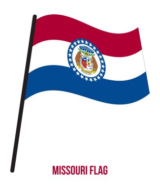 Missouri (ABD Eyaleti) Beyaz Arka Plan Üzerinde Bayrak Sallayarak Vektör İllüstrasyon