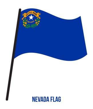 Nevada (ABD Eyaleti) Bayrak Beyaz Arka Plan Üzerinde Vektör İllüstrasyon Sallayarak