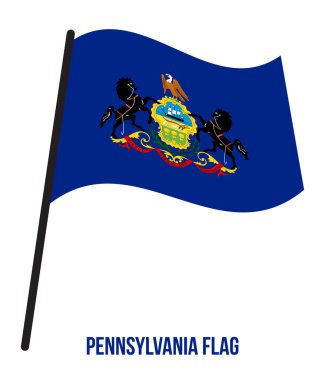 Pennsylvania (ABD Eyaleti) Bayrak Beyaz Arka Plan Üzerinde Vektör İllüstrasyon Sallayarak