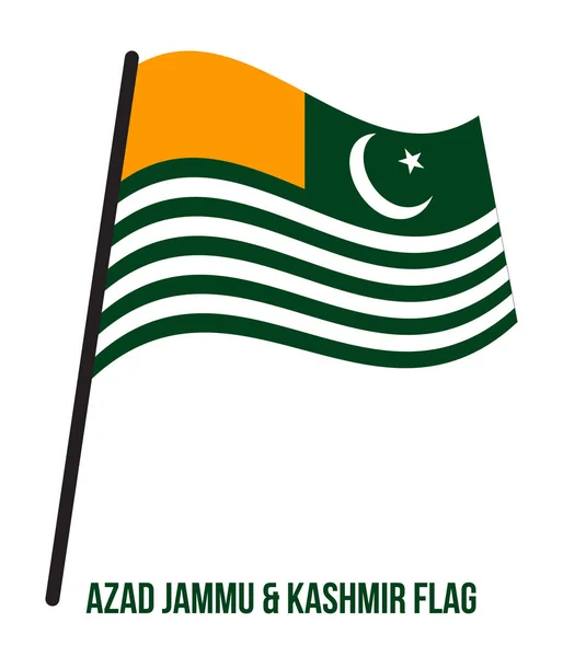 Azad Jammu y la bandera de Cachemira ondeando una ilustración vectorial sobre fondo blanco. Territorio de Pakistán — Vector de stock